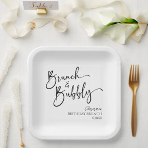 Elegante brunch en bubble verjaardagsbrunch papieren bordje