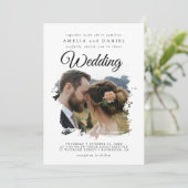 Elegante Brushstroke Wedding Kaart (Staand voorkant)