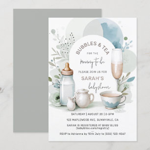 Elegante bubbels en thee Baby shower groen Kaart