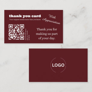 Elegante Burgundy Bedankkaart QR Code Visitekaartje