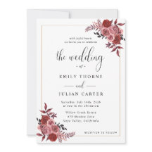 Elegante Burgundy Blush Bloemen Bruiloft