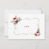 Elegante Burgundy Blush Bloemen Gouden Herfst Brui Save The Date (Achterkant)