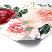 Élégante Burgundy Blush Floral Mariage Affiche de  (Coin)