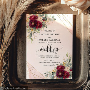 Elégante burgundy blush or rose invitation mariage