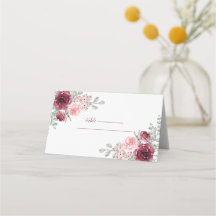Elegante Burgundy en Roze Roos Waterverf Bruiloft