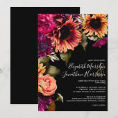 Elegante Burgundy Gele Zonnebloem Bloem Boho Donke Kaart (Voorkant / Achterkant)