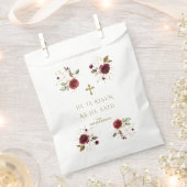 Elegante Burgundy Gouden Bloemen Hij Is Opgestaan Bedankzakje (Geknipt)