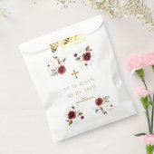 Elegante Burgundy Gouden Bloemen Hij Is Opgestaan Bedankzakje (Gezegeld)