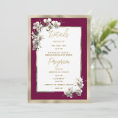 Elegante burgundy gouden witte orchidee Details Pr Kaart (Staand voorkant)
