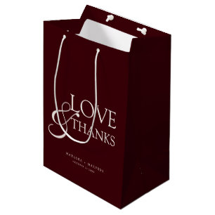 Elegante Burgundy & Ivoor Huwelijks Dankjewel Medium Cadeauzakje