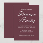 Elegante Burgundy Kallistafie Dinnerfeest Kaart (Voorkant / Achterkant)