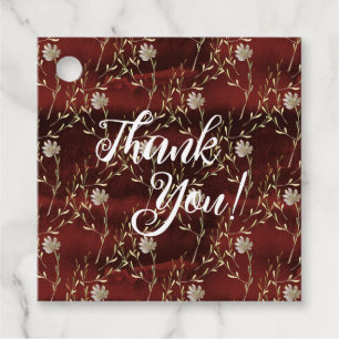 Elegante Burgundy Marsala Bloemenfeest Bedankjes Labels