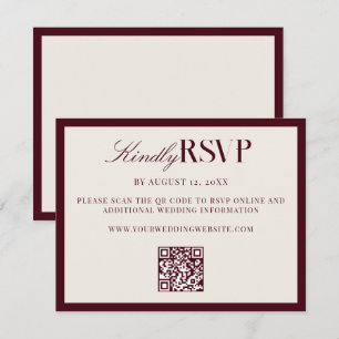 Elegante Burgundy Old Money Bruiloft RSVP Kaartje
