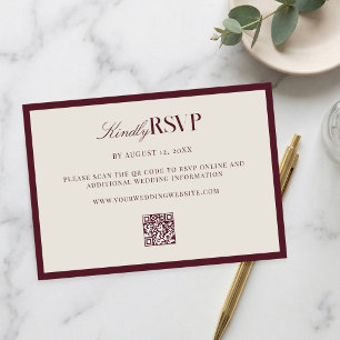 Elegante Burgundy Oud Geld Huwelijk RSVP Kaartje