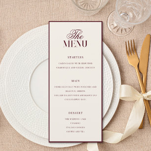 Elegante Burgundy Oude Geld Huwelijk Menu