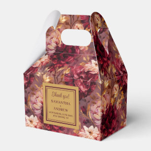 Elegante Burgundy Roze Gouden Boho Trouw Favoriet Bedankdoosjes