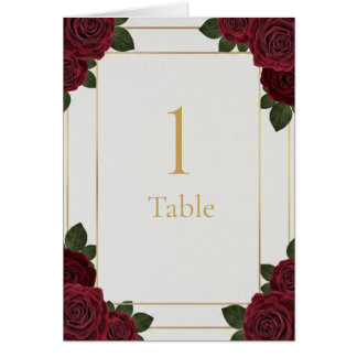 Elegante Burgundy Roze Gouden Tafelnummerkaart