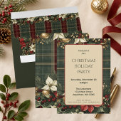 Elegante Burgundy Schotlandkariert & Poinsettia Ke Kaart