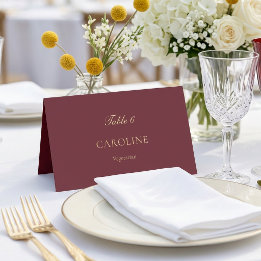 Elegante Burgundy Script Minimalistische Trouwtafe