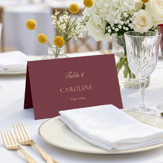 Elegante Burgundy Script Minimalistische Trouwtafe
