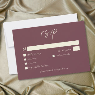 Elegante Burgundy Wijn Minimalistische Trouwdag RSVP Kaartje
