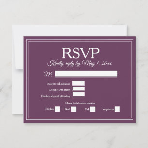Elegante Burgundy Wijnbes Velvet Trouw-RSVP RSVP Kaartje