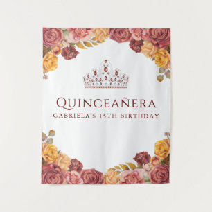 Elegante Burgundyroos   Quinceanera achtergrond Wandkleed