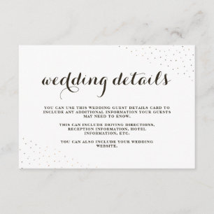 Elegante Cacao en Wit met Stippen Wedding Details Informatiekaartje