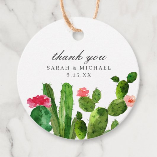 Elegante cactus tuin | Bruiloft Bedankjes Labels (Voorkant)