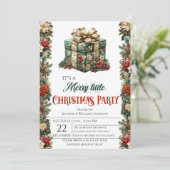 Elegante Cadeaudoos Kerstfeest Uitnodiging (Staand voorkant)