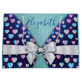 Elegante cadeautas met strik en hartspikkels (Voorkant)