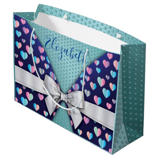 Elegante cadeautas met strik en hartspikkels (Achterkant Gekanteld)