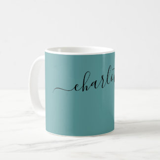 Elegante Cadetblauwe Kleur Moderne Naam Gepersonal Koffiemok