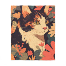 Elegante Calico Cat in bloementuin
