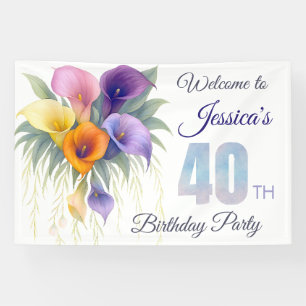 Elegante Calla Lily 40ste verjaardag mijlpaal Spandoek