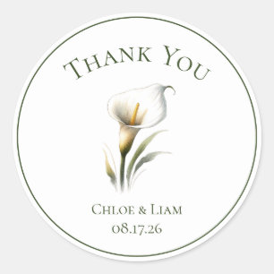 Elegante Calla Lily Bedankt bruiloft Ronde Sticker