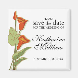 Elegante Calla Lily in Sinaasappel Save the Date M Magneet