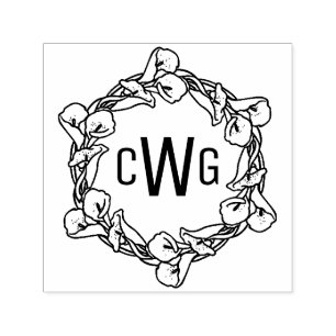 Elegante Callaleliekrans 3 initiële monogram #1 Zelfinktende Stempel