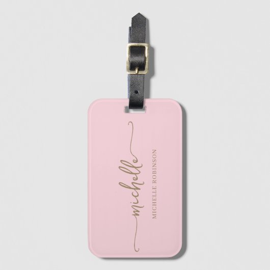 Elegante Calligrafie Gouden Script Monogram Naam R Bagagelabel (Voorkant (verticaal))