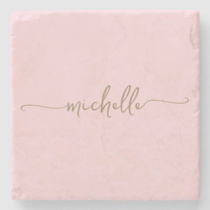 Elegante Calligrafie Gouden Script Monogram Naam Stenen Onderzetter