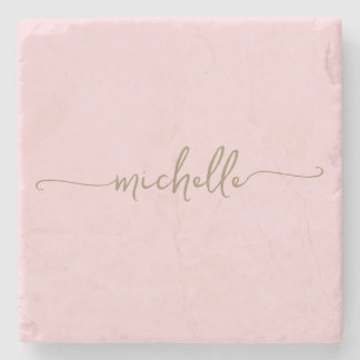 Elegante Calligrafie Gouden Script Monogram Naam Stenen Onderzetter