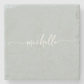 Elegante Calligrafie Groene Script Monogram Naam Stenen Onderzetter