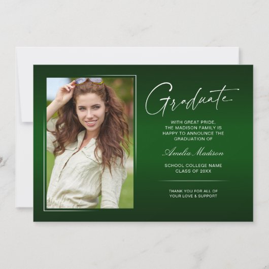 Elegante Calligrafie Inkt Script Moderne Afstudeer Aankondiging (Voorkant)