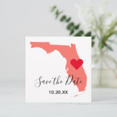 Elegante Calligrafie Koraal Florida Save the Date (Staand voorkant)