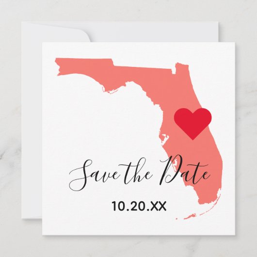 Elegante Calligrafie Koraal Florida Save the Date (Voorkant)