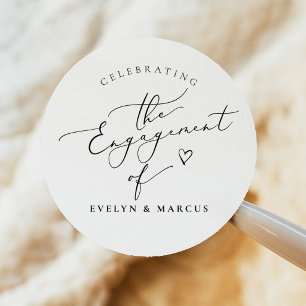 Elegante Calligrafie Script Verlovingsfeest Ronde Sticker