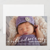 Élégante calligraphie 1-Photo Faire-part de naissa (Devant / Derrière)