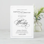 élégante calligraphie argent faire-part de mariage (Debout devant)