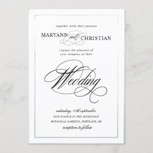 élégante calligraphie argent faire-part de mariage