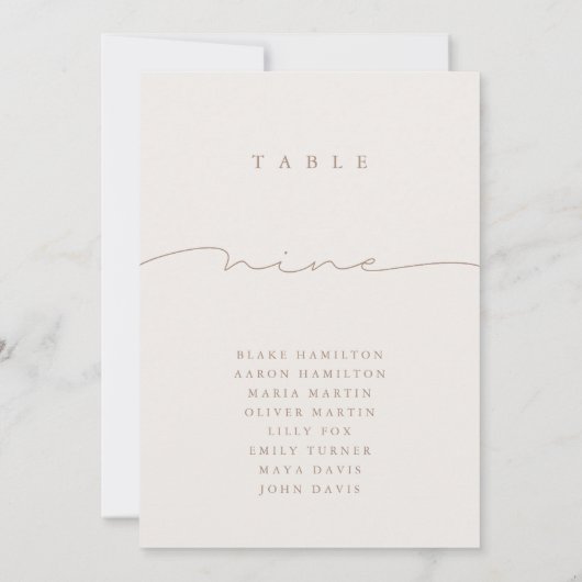 Élégante calligraphie Beige Neuf Numéro de table (Dos)
